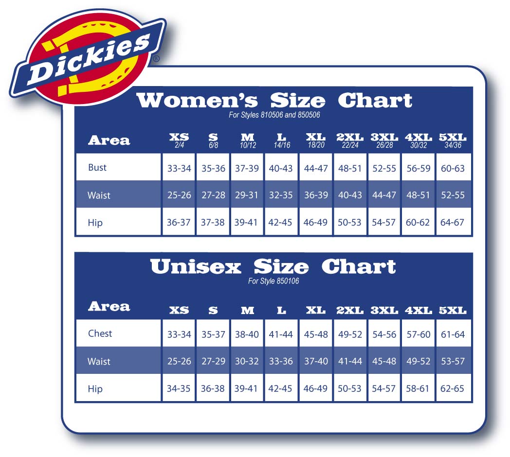 dickies women's pants size chart